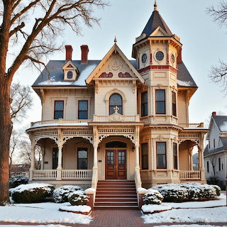 Victorian Mansion Winter Snow