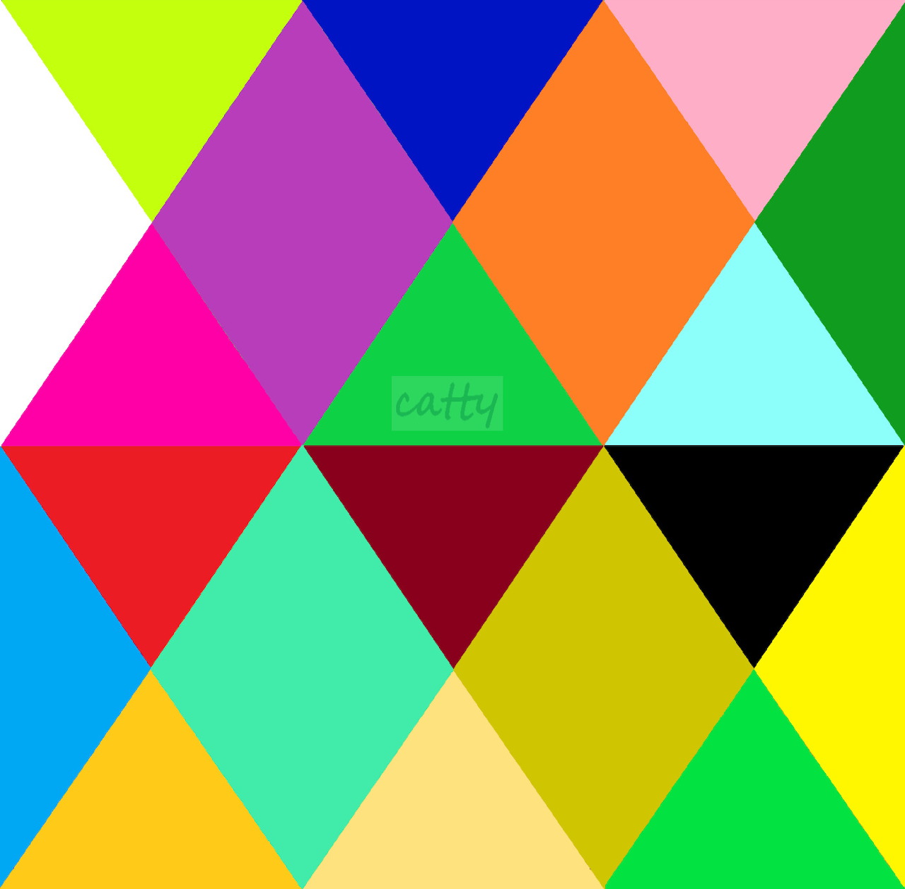 Abstract pattern of bright multicolored triangles arranged in geometric diamond shapes