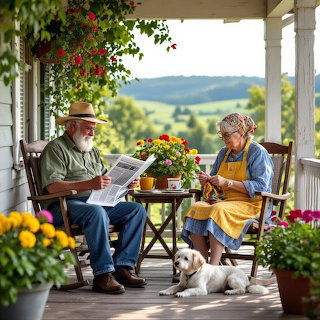 Elderly Couple on Porch