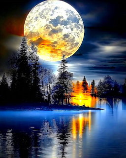 Full Moon Night Lake