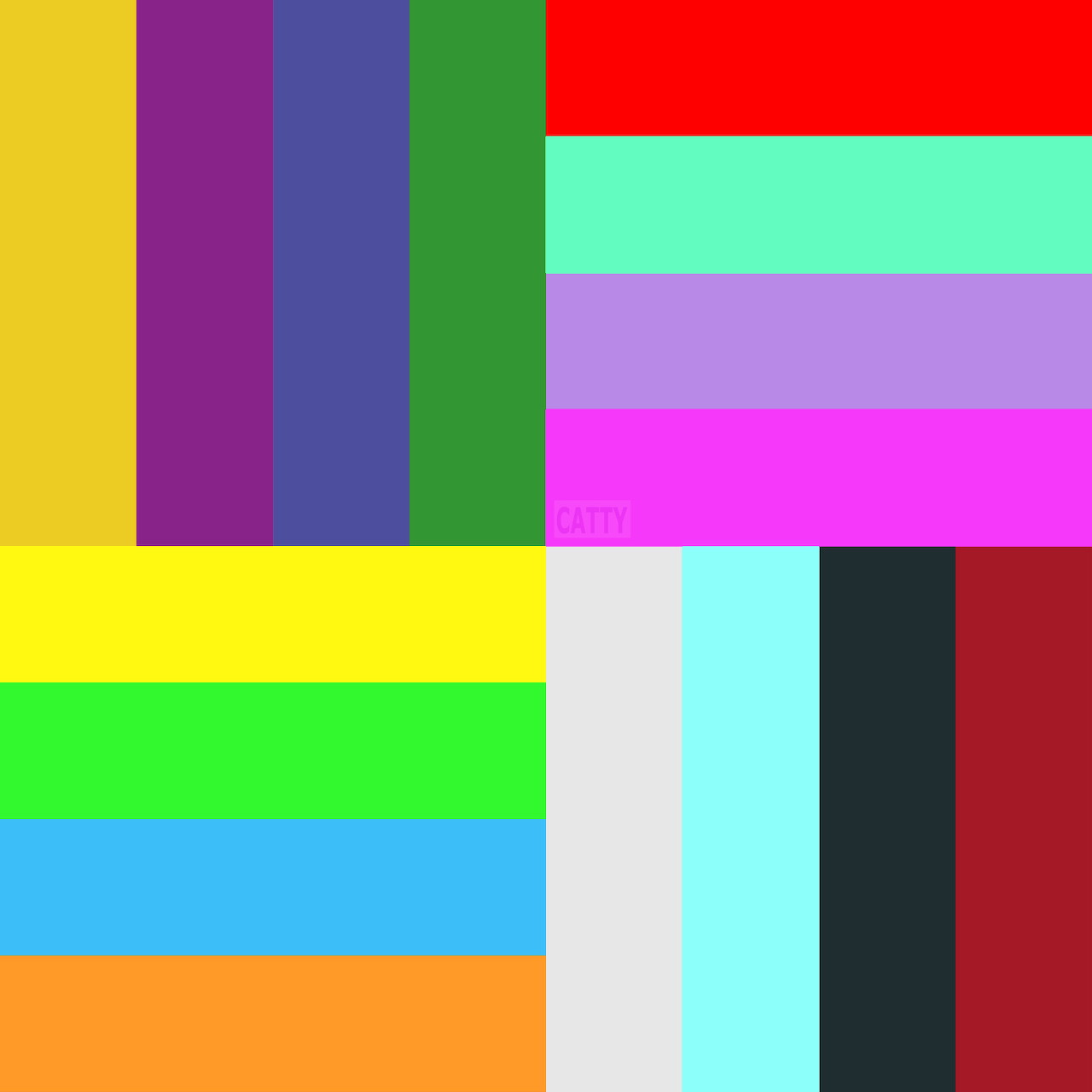 Grid of colorful rectangular blocks in bright solid colors including yellow, purple, green, red, cyan, and orange