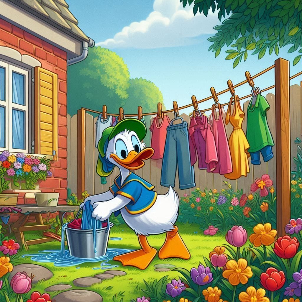 Donald Duck Doing Laundry