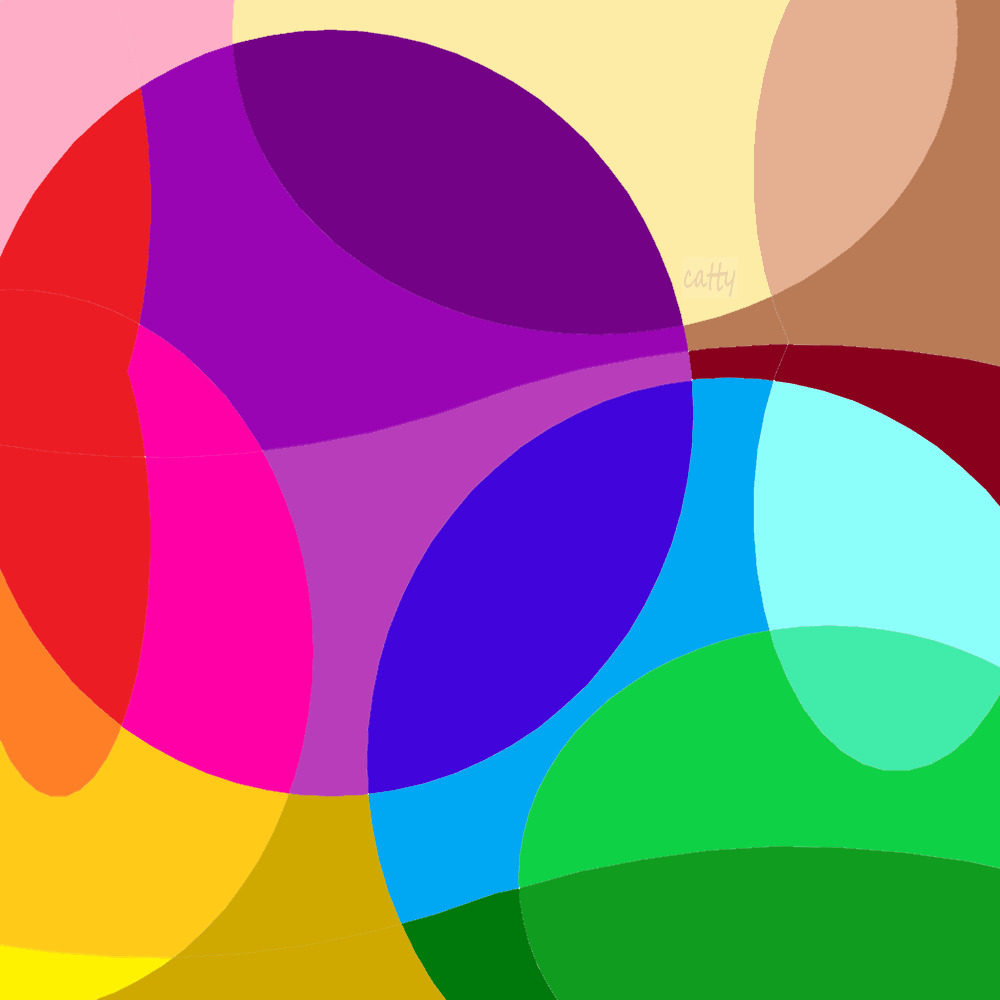 Abstract art with overlapping colorful transparent circles creating vibrant geometric patterns