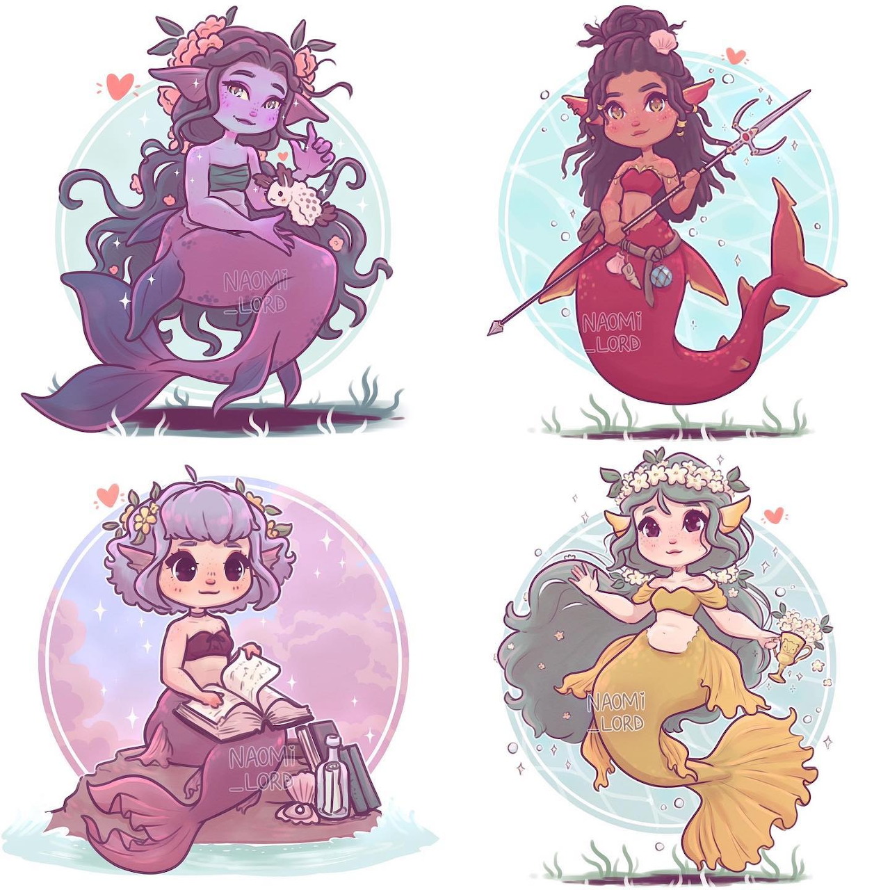 Chibi Mermaid Collage