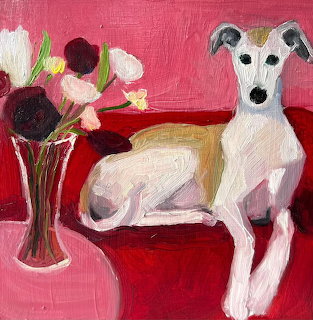 Whippet Dog Oil Painting