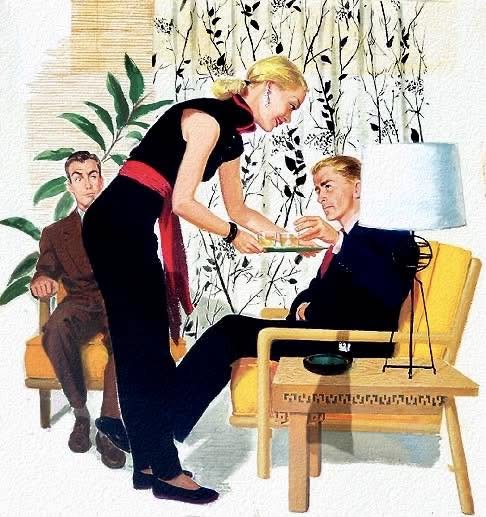 Vintage 1950s style illustration with retro mid-century artwork