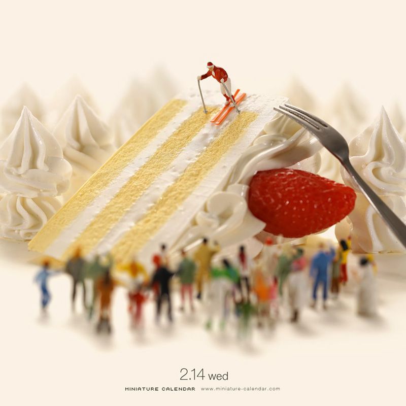 Miniature Skier on Cake Slice