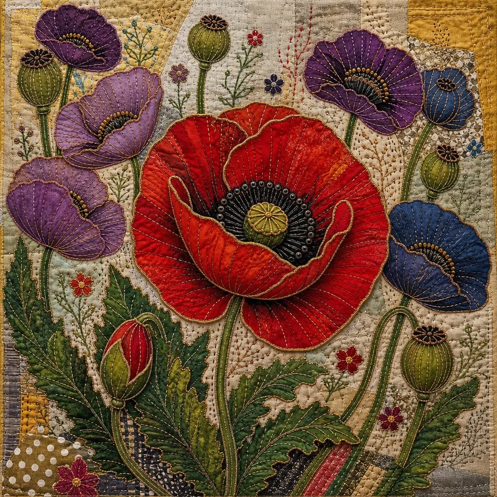 Embroidered Poppies