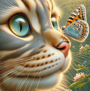 Cat Watching Butterfly