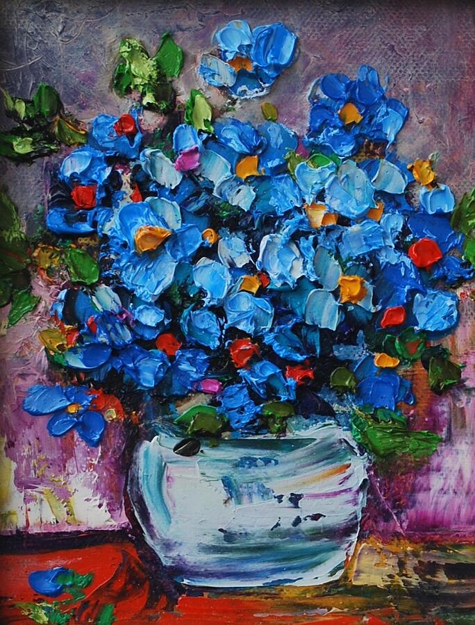 Blue Flowers Oil Painting