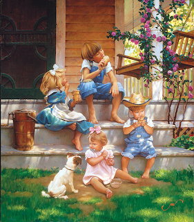 Children Playing with Dog