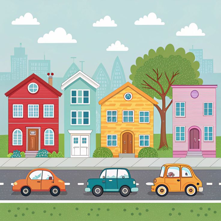 Colorful Town Houses Street