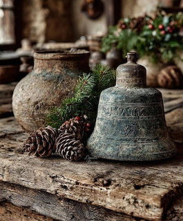 Rustic Bell and Pine Cones