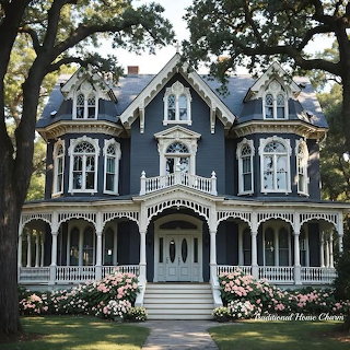 Dark Blue Victorian House
