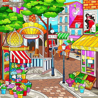 Colorful European Street Scene