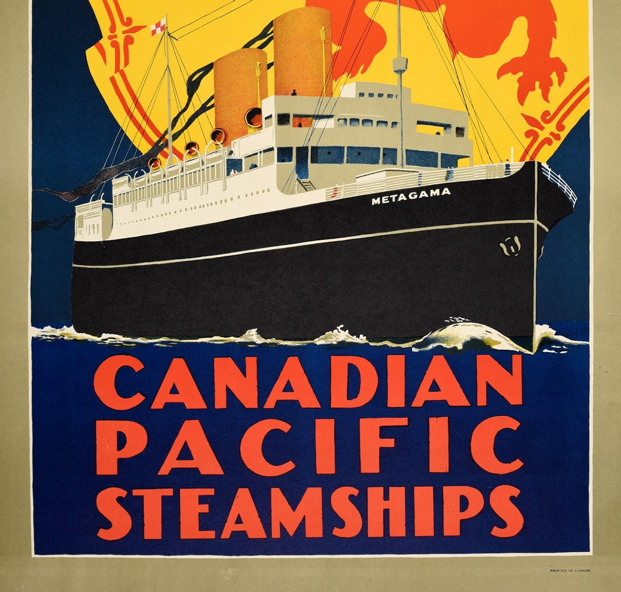 Vintage poster of the steamship Metagama with Canadian Pacific Steamships text
