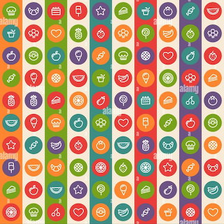 Colorful Food Icons Pattern