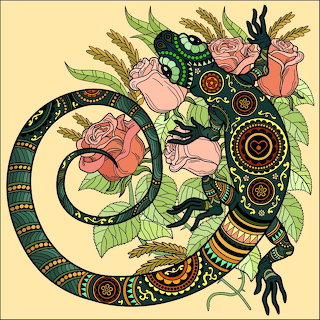 Decorative Lizard with Roses