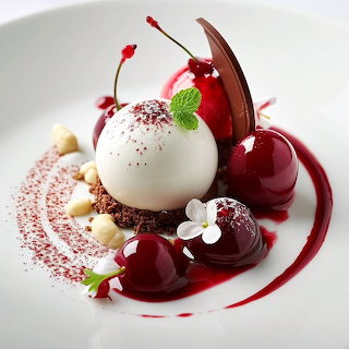Cherry Mousse Dessert Plating
