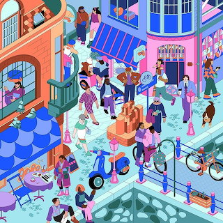 Busy City Street Scene