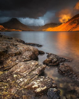 Dramatic Mountain Lake Sunset