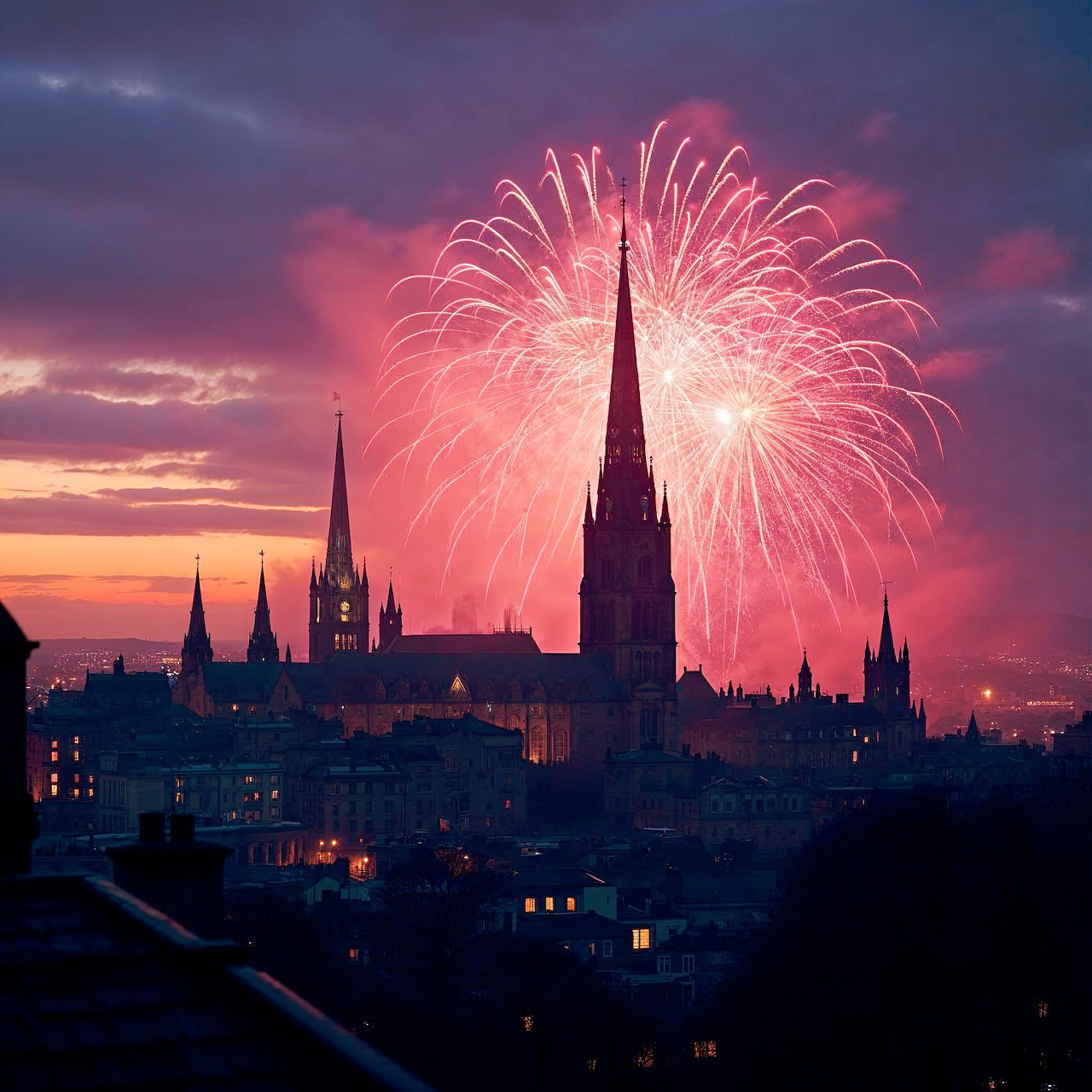 City Fireworks Skyline