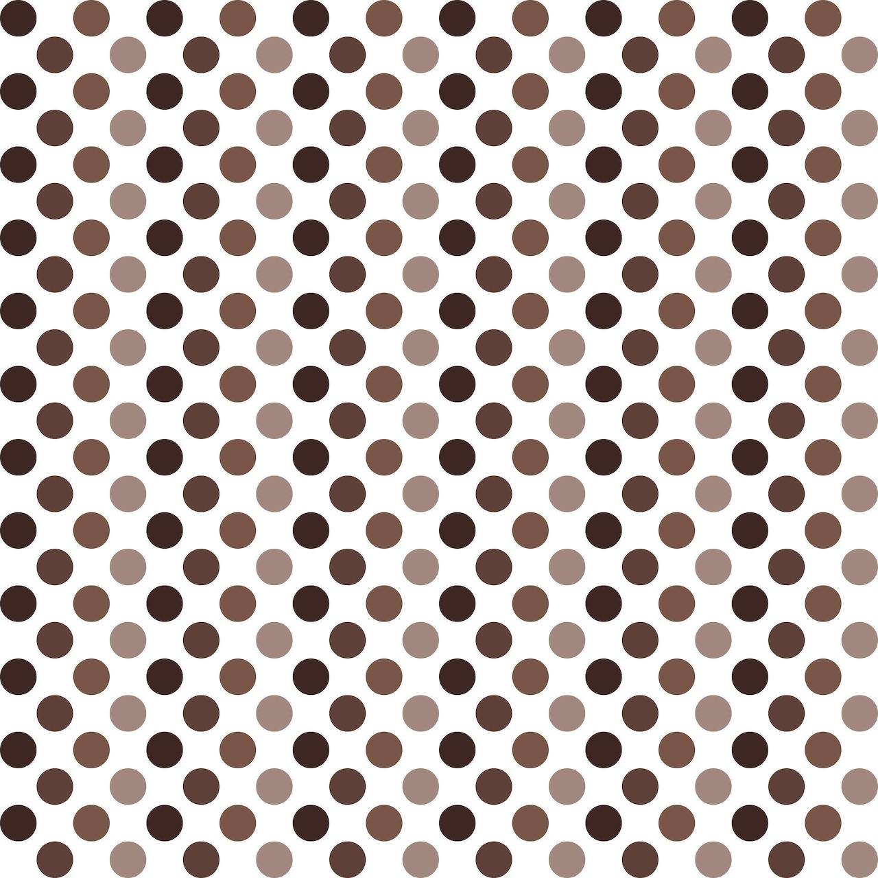 Evenly spaced brown and beige polka dots in a grid pattern on light background