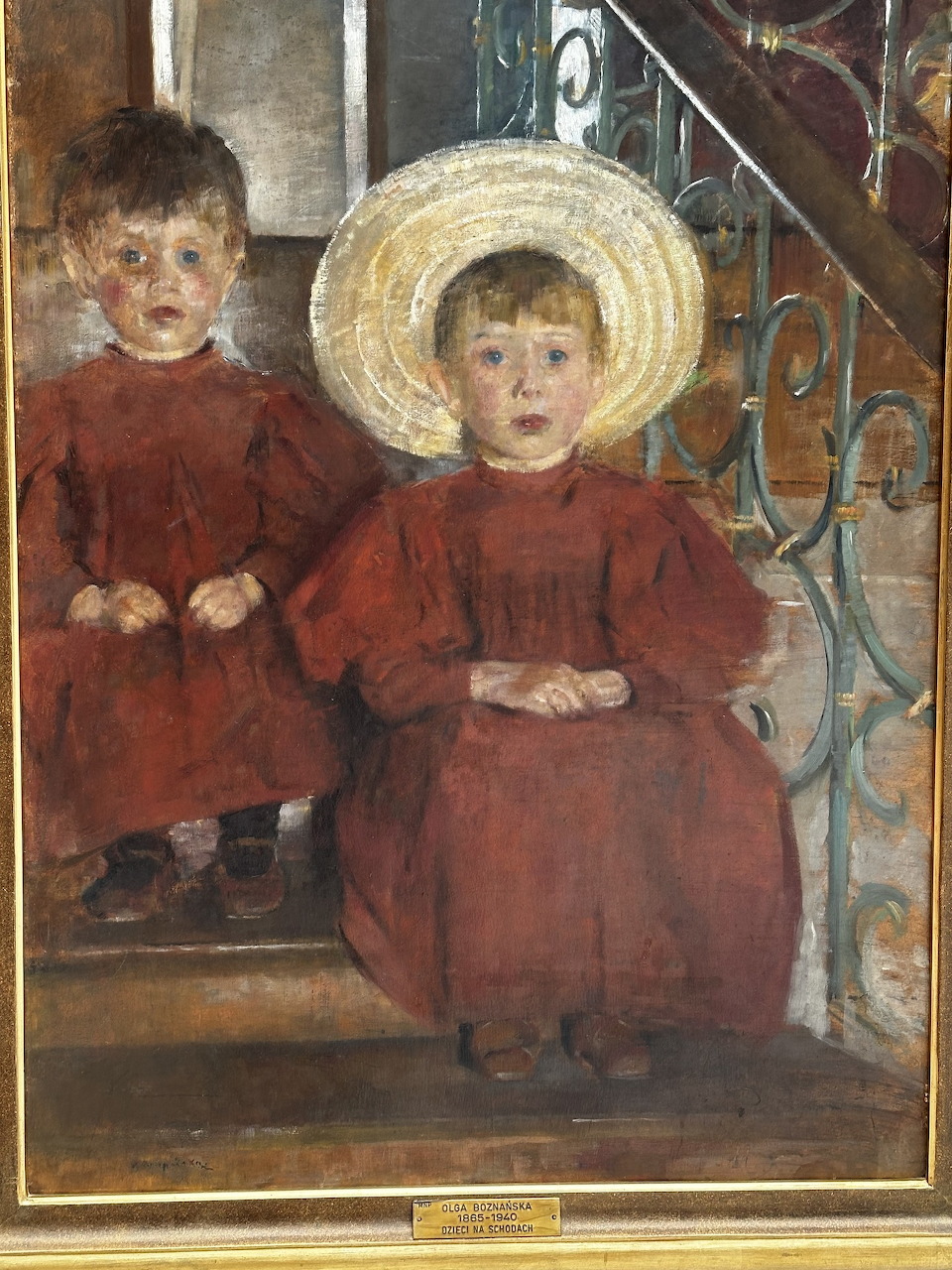 Portrait painting attributed to Olga Boznańska with muted tones