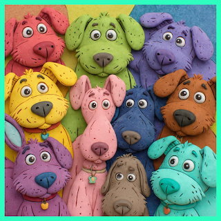 Colorful Cartoon Dogs