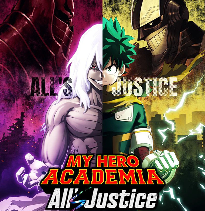 My Hero Academia anime poster with Shigaraki and Midoriya split down the center