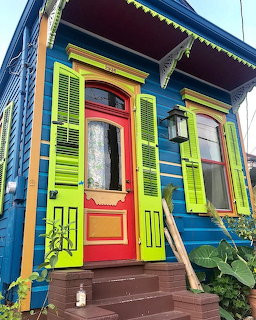 Blue House with Red Door
