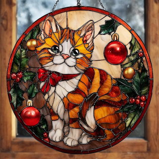 Christmas Cat Suncatcher Ornament