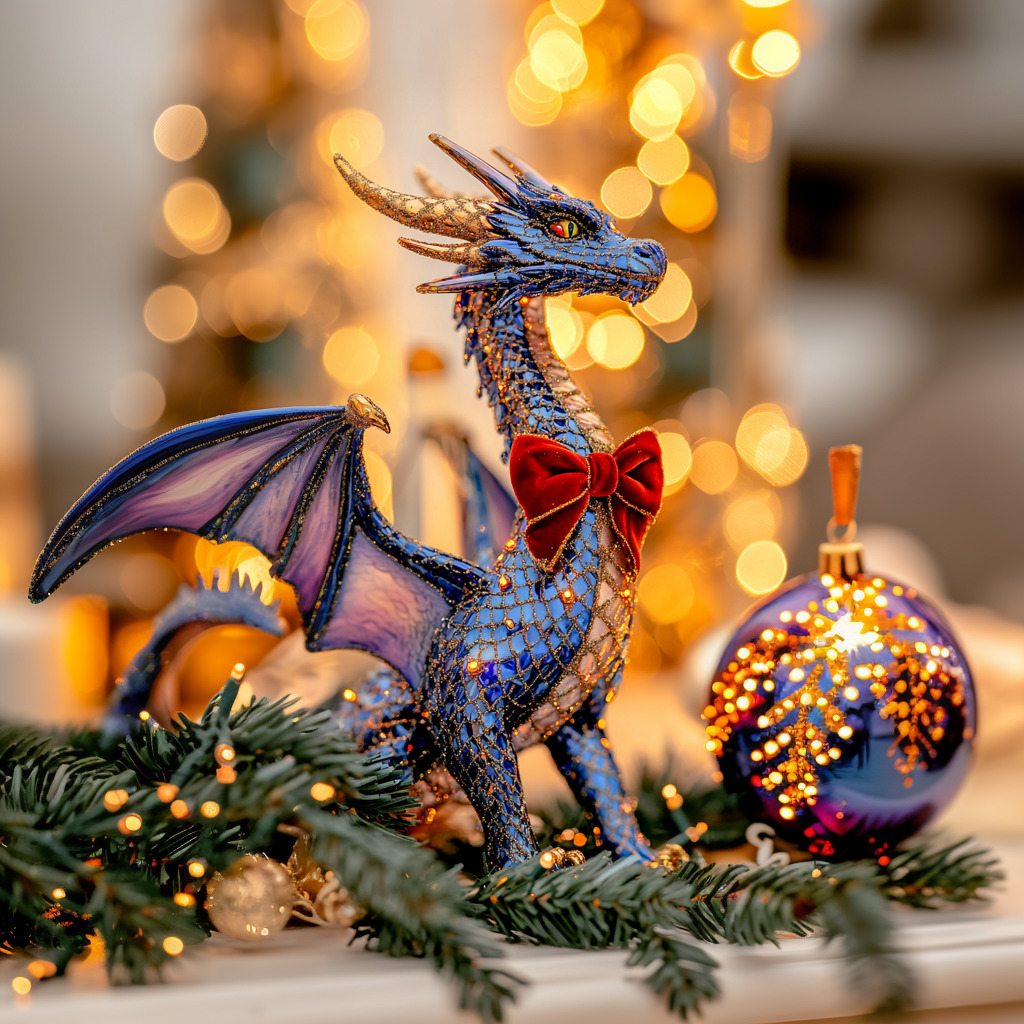 Blue Dragon Christmas Ornament