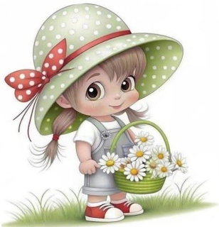 Girl with Daisy Basket