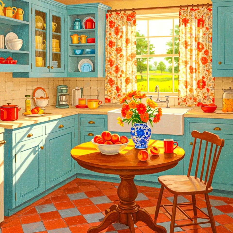 Colorful Retro Kitchen Interior