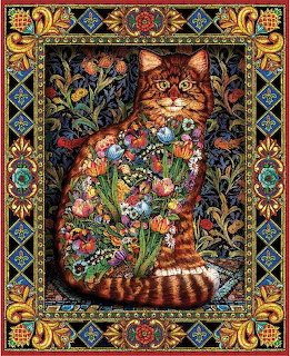 Ornate Floral Tapestry Cat