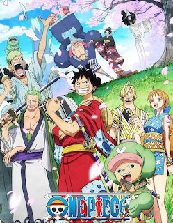 One Piece anime characters including Luffy and the Straw Hat crew in a colorful group illustration