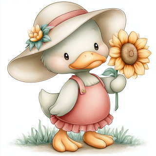 Duck in Sunflower Hat