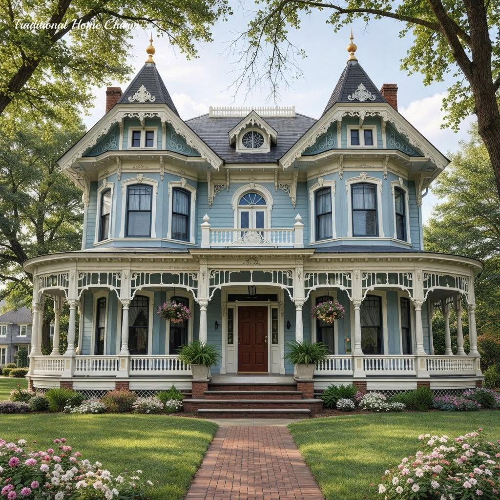 Ornate Victorian mansion with gabled roof and decorative architectural details
