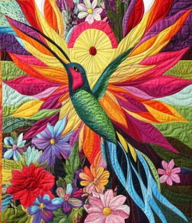 Art Quilt with Bird
