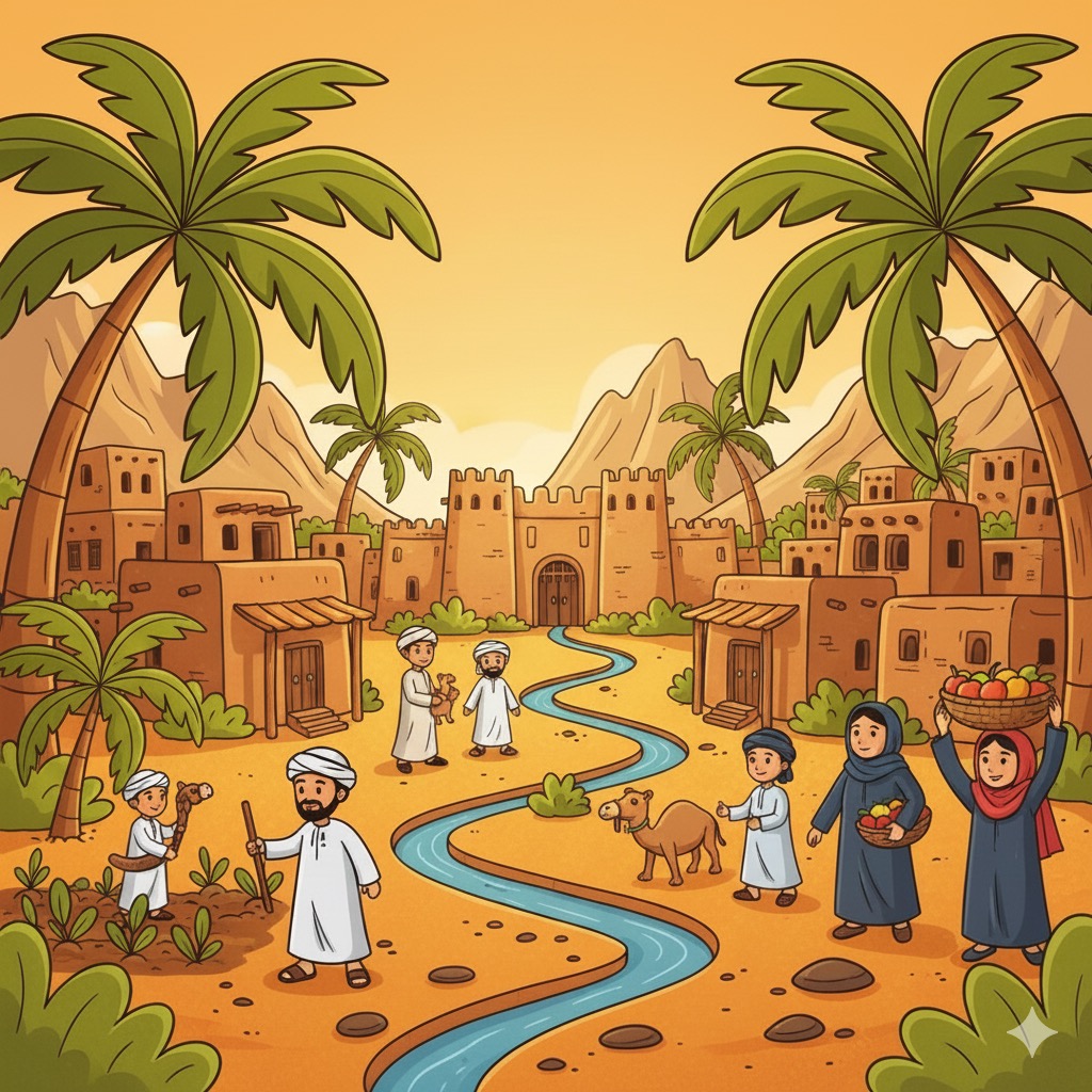 Desert Village with River