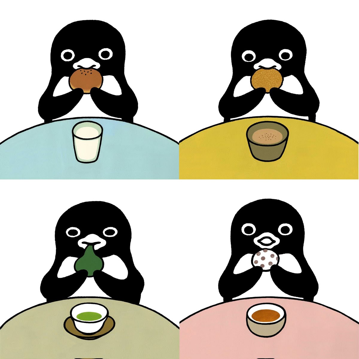 Cartoon Penguins Eating