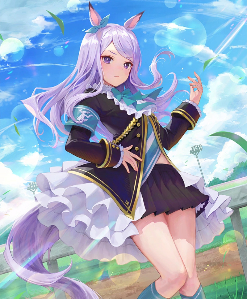 Anime illustration of Mejiro McQueen from Umamusume in Shadowverse art style