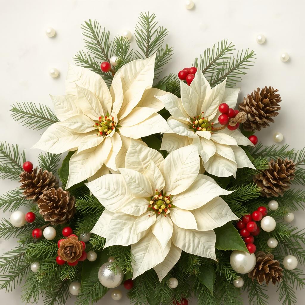 White Poinsettias Christmas Arrangement