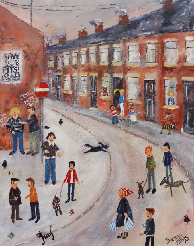 Naive art style colorful folk illustration
