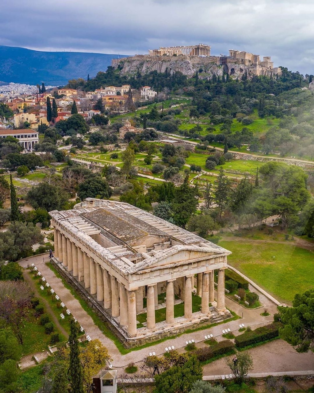 Ancient Doric temple of Hephaestus with marble columns in Athens, Greece