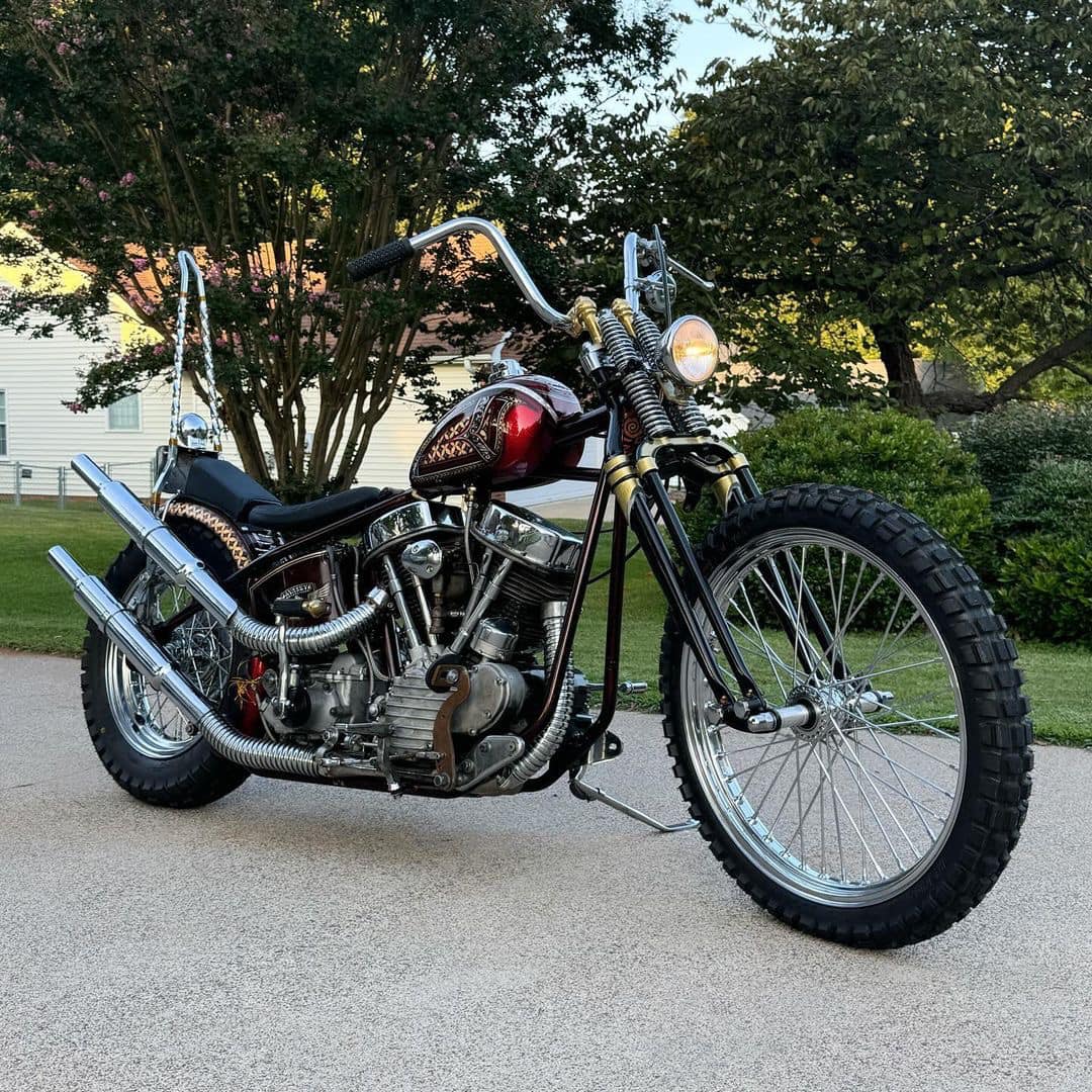 Old School Panhead Harley Chopper