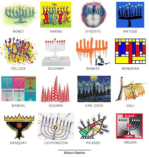 Menorahs in Art Styles