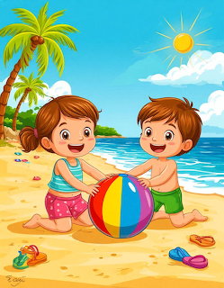 Cartoon Kids Beach