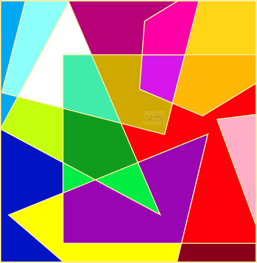 Abstract geometric art with colorful triangular and polygonal shapes separated by white lines